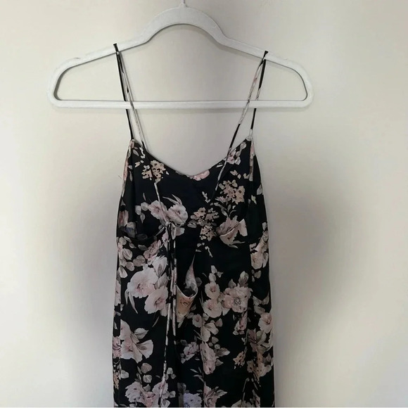 Mod Ref 90's Inspired Black Floral Midi Slip Dress Tie Back Size Small - Picture 4 of 7